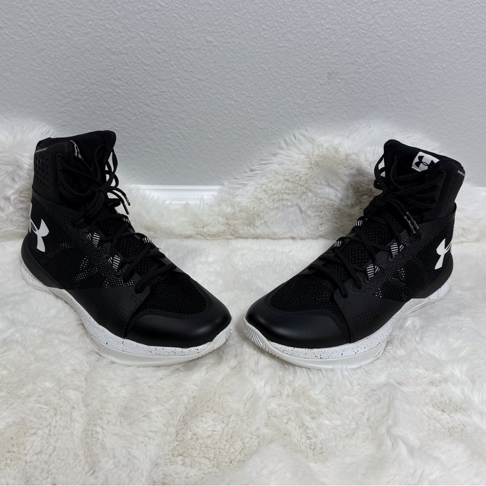 Under Armour Highlight Ace Sneakers Black White Mid-Top Volleyball Shoes - Picture 5 of 8